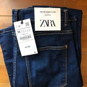 NWT Zara premium high waist flare denim jeans